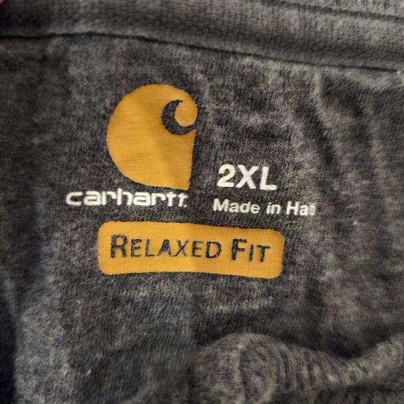 Carhartt 2XL Gray Henley Shirt Long Sleeve Cotton Thermal Workwear Mens Relaxed - Picture 2 of 3